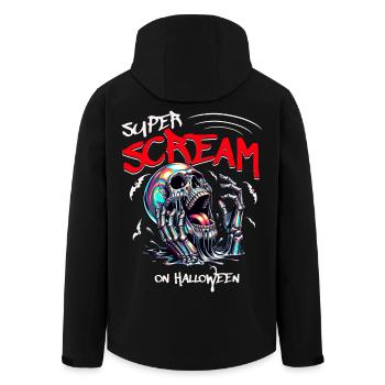 Halloween - Super Scream - Recycelte Männer Softshell-Jacke von Stanley/Stella - Schwarz - Hinten - AI Model Male 185 light (185cm)