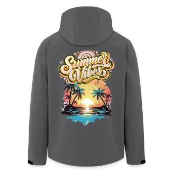 Summer Mood Palm Trees Sunset - Men’s Recycled Softshell Jacket by Stanley/Stella - anthracite - Back - AI Model Male 185 light (185cm)