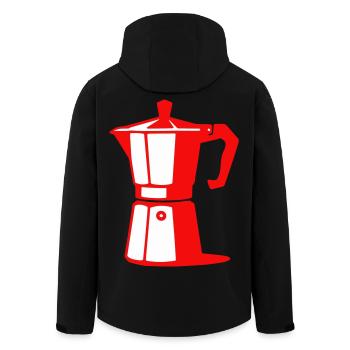 Coffee Pot Illustration for Cafe Lovers - Men’s Recycled Softshell Jacket by Stanley/Stella - black - Back - AI Model Male 185 light (185cm)