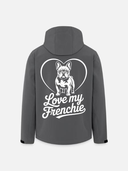 Love My Frenchie Heart Bulldog - Men’s Recycled Softshell Jacket by Stanley/Stella - black