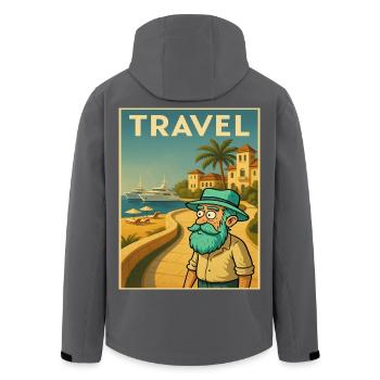 Art Deco Travel Poster mit Opa am Mittelmeer - Recycelte Männer Softshell-Jacke von Stanley/Stella - Schwarz - Hinten - AI Model Male 185 light (185cm)