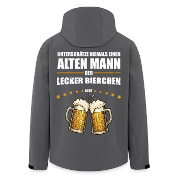 Gift for Old Man Who Loves Delicious Beer - Men’s Recycled Softshell Jacket by Stanley/Stella - black - Back - AI Model Male 185 light (185cm)