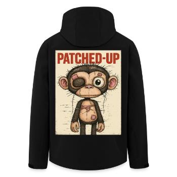 Patchwork Affe: Gepatcht und Tapfer - Recycelte Männer Softshell-Jacke von Stanley/Stella - Schwarz - Hinten - AI Model Male 185 light (185cm)