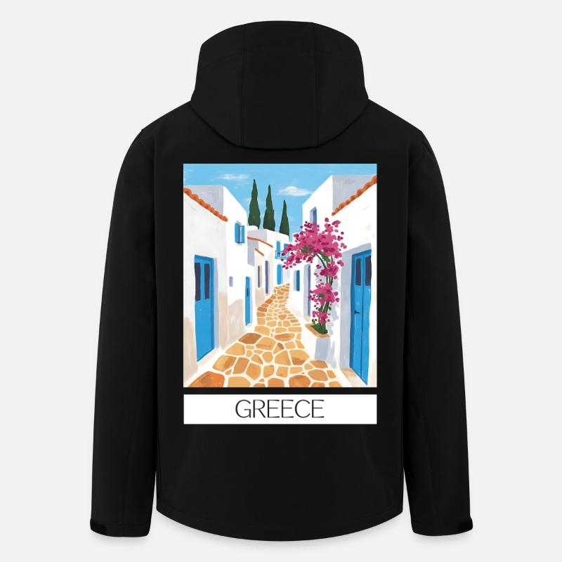 Griechischer Straßenpfad Blauweiß - Recycelte Männer Softshell-Jacke von Stanley/Stella - Schwarz