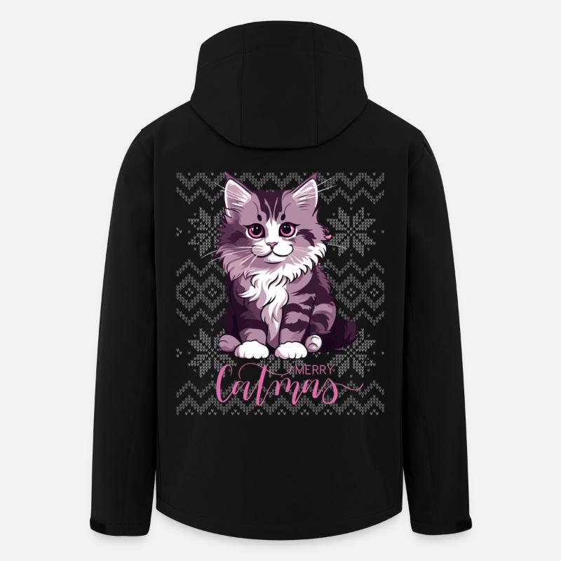 Purple Kitten Christmas Catmas - Men’s Recycled Softshell Jacket by Stanley/Stella - black