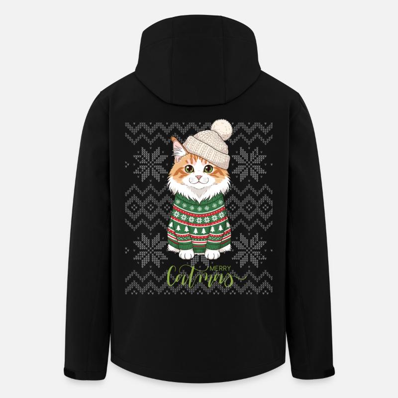 Katzenweihnachten im grünen und beigefarbenen Pullover - Recycelte Männer Softshell-Jacke von Stanley/Stella - Schwarz