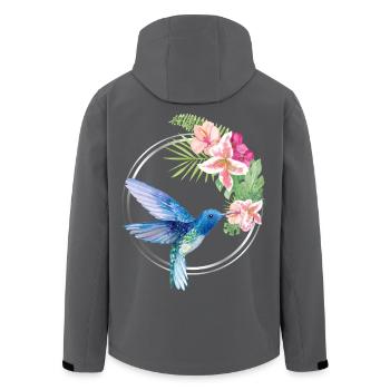 Azure Hummingbird Floral Circle - Recycelte Männer Softshell-Jacke von Stanley/Stella - Schwarz - Hinten - AI Model Male 185 light (185cm)