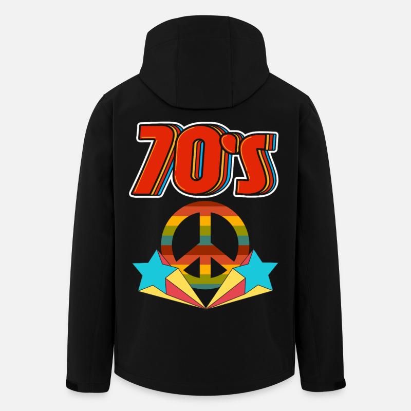 Retro 70s Peace Rainbow - Men’s Recycled Softshell Jacket by Stanley/Stella - black