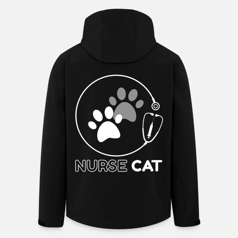 Chat Infirmier Pattes et Stéthoscope - Veste softshell homme en polyester recyclé Stanley/Stella - noir