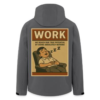Auf Arbeit Nichts tun, wahres Potenzial - Recycelte Männer Softshell-Jacke von Stanley/Stella - Schwarz - Hinten - AI Model Male 185 light (185cm)