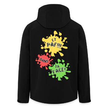 Boom, direkt ins Gesicht! - Recycelte Männer Softshell-Jacke von Stanley/Stella - Schwarz - Hinten - AI Model Male 185 light (185cm)