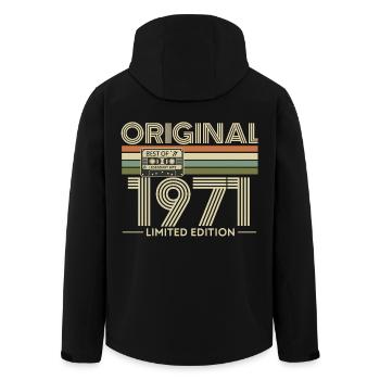 Original 77 Limited Edition Retro Hits - Men’s Recycled Softshell Jacket by Stanley/Stella - black - Back - AI Model Male 185 light (185cm)