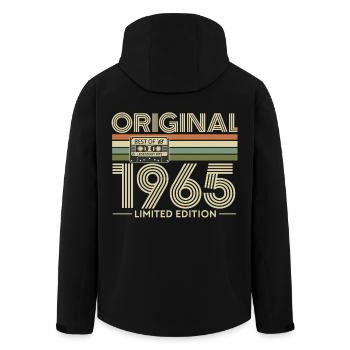 Original 1965 Retro Cassette Edition - Men’s Recycled Softshell Jacket by Stanley/Stella - black - Back - AI Model Male 185 light (185cm)