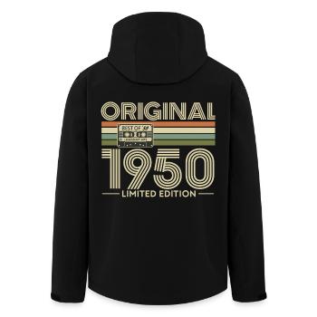 Originale limitierte Retro-Kassette von 1950 - Recycelte Männer Softshell-Jacke von Stanley/Stella - Schwarz - Hinten - AI Model Male 185 light (185cm)