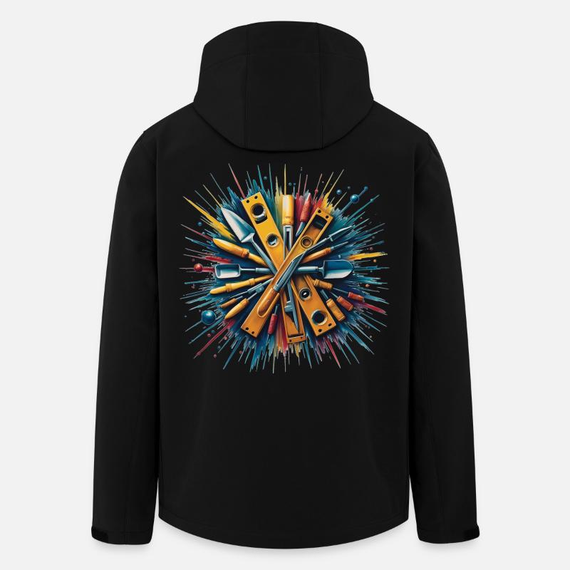 Baumauerwerkswerkzeuge Kunstdruck - Recycelte Männer Softshell-Jacke von Stanley/Stella - Schwarz
