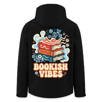 Bookish Vibes Retro Bücher - Recycelte Männer Softshell-Jacke von Stanley/Stella - Schwarz - Hinten - AI Model Male 185 light (185cm)