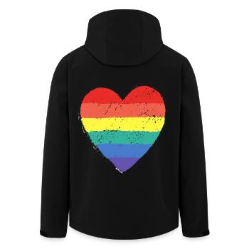 Herz Pride Regenbogen - Recycelte Männer Softshell-Jacke von Stanley/Stella - Schwarz - Hinten - AI Model Male 185 light (185cm)