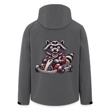 Waschbär Go-Kart Abenteuer Retro Stil - Recycelte Männer Softshell-Jacke von Stanley/Stella - Schwarz - Hinten - AI Model Male 185 light (185cm)