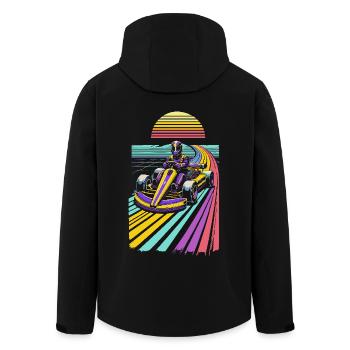Pilote de karting rétro des années 80 style Vaporwave - Veste softshell homme en polyester recyclé Stanley/Stella - noir - Dos - AI Model Male 185 light (185cm)