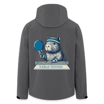 Capybara Tischtennis Spaß mit Tischtennisschläger - Recycelte Männer Softshell-Jacke von Stanley/Stella - Schwarz - Hinten - AI Model Male 185 light (185cm)