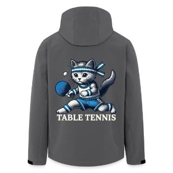 Niedliche Katze Spielt Tischtennis Vintage Stil - Recycelte Männer Softshell-Jacke von Stanley/Stella - Schwarz - Hinten - AI Model Male 185 light (185cm)