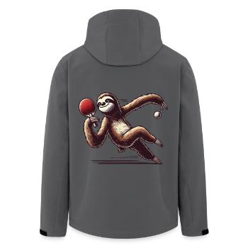 Sloth Cartoon Funny Table Tennis Game - Men’s Recycled Softshell Jacket by Stanley/Stella - black - Back - AI Model Male 185 light (185cm)