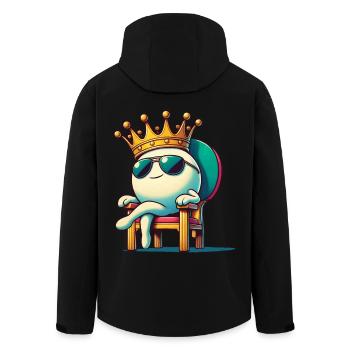 Lustiger Cartoon Tischtennisball König Spaß - Recycelte Männer Softshell-Jacke von Stanley/Stella - Schwarz - Hinten - AI Model Male 185 light (185cm)