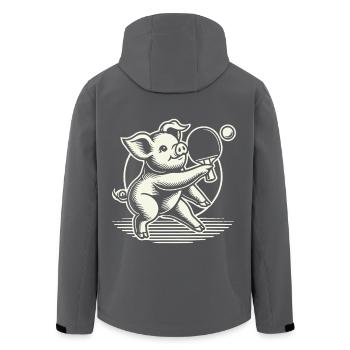 Lustiges Tischtennis Schwein Niedlich Motiv - Recycelte Männer Softshell-Jacke von Stanley/Stella - Schwarz - Hinten - AI Model Male 185 light (185cm)