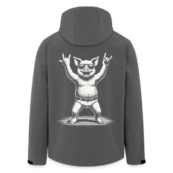 Festival de musique rock Pig Metal Concert Fun - Veste softshell homme en polyester recyclé Stanley/Stella - noir - Dos - AI Model Male 185 light (185cm)