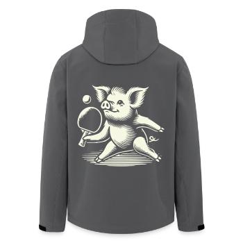 Lustiges Niedliches Schwein Beim Tischtennis - Recycelte Männer Softshell-Jacke von Stanley/Stella - Schwarz - Hinten - AI Model Male 185 light (185cm)