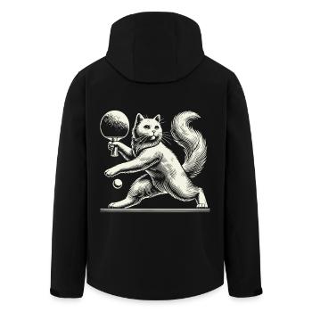 Niedliche Katze Spielt Tischtennis Mit Charme - Recycelte Männer Softshell-Jacke von Stanley/Stella - Schwarz - Hinten - AI Model Male 185 light (185cm)