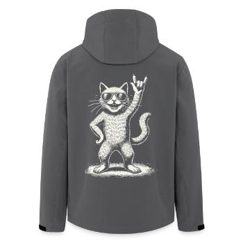Rock Musik Lustige Katze Heavy Metal Konzert - Recycelte Männer Softshell-Jacke von Stanley/Stella - Anthrazit - Hinten - AI Model Male 185 light (185cm)
