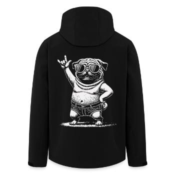 Lustiges Retro Rock Musik Festival Mops Design - Recycelte Männer Softshell-Jacke von Stanley/Stella - Schwarz - Hinten - AI Model Male 185 light (185cm)