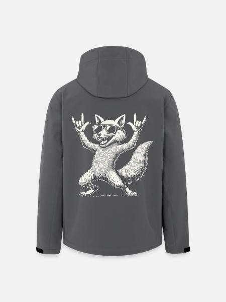 Rock Music Funny Fox Concert - Men’s Recycled Softshell Jacket by Stanley/Stella - black