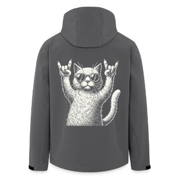 Rock Musik Katze Konzert Festival Design - Recycelte Männer Softshell-Jacke von Stanley/Stella - Schwarz - Hinten - AI Model Male 185 light (185cm)