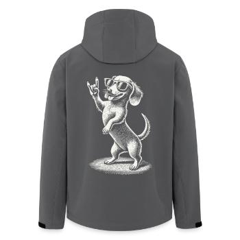 Lustige Heavy Metal Hund Festival Retro Dackel - Recycelte Männer Softshell-Jacke von Stanley/Stella - Schwarz - Hinten - AI Model Male 185 light (185cm)