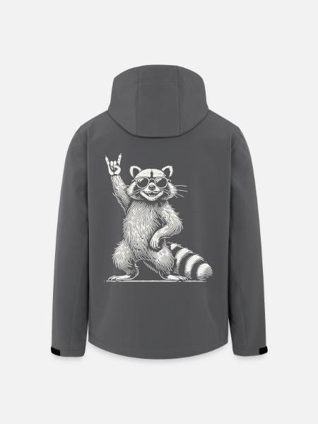 Lustiger Waschbär Rock Musik Retro Festival Vibe - Recycelte Männer Softshell-Jacke von Stanley/Stella - Schwarz