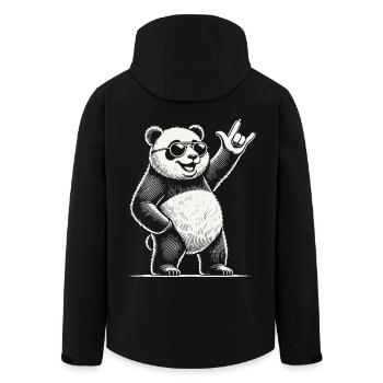 Retro Rock Music Panda With Cool Gesture - Men’s Recycled Softshell Jacket by Stanley/Stella - black - Back - AI Model Male 185 light (185cm)