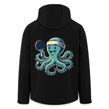 Tischtennis Oktopus Cartoon Lustiges Retro - Recycelte Männer Softshell-Jacke von Stanley/Stella - Schwarz - Hinten - AI Model Male 185 light (185cm)