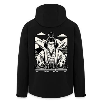 Musik Retro DJ Samurai Streetwear Inspiration - Recycelte Männer Softshell-Jacke von Stanley/Stella - Schwarz - Hinten - AI Model Male 185 light (185cm)
