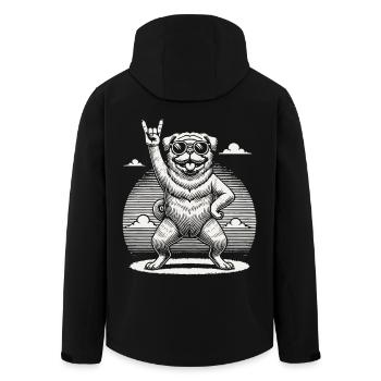 Mops Hund Rock Musik Festival Stil - Recycelte Männer Softshell-Jacke von Stanley/Stella - Schwarz - Hinten - AI Model Male 185 light (185cm)