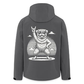 Pug Dog Rock Music Festival Style - Men’s Recycled Softshell Jacket by Stanley/Stella - anthracite - Back - AI Model Male 185 light (185cm)