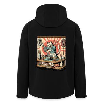 Lustige Katzen Ramen Nudeln Retro Kawaii - Recycelte Männer Softshell-Jacke von Stanley/Stella - Schwarz - Hinten - AI Model Male 185 light (185cm)