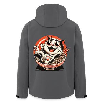 Japanese Streetwear Ramen Noodles Cat - Men’s Recycled Softshell Jacket by Stanley/Stella - black - Back - AI Model Male 185 light (185cm)