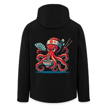 Oktopus Liebt Japan Ramen - Recycelte Männer Softshell-Jacke von Stanley/Stella - Schwarz - Hinten - AI Model Male 185 light (185cm)
