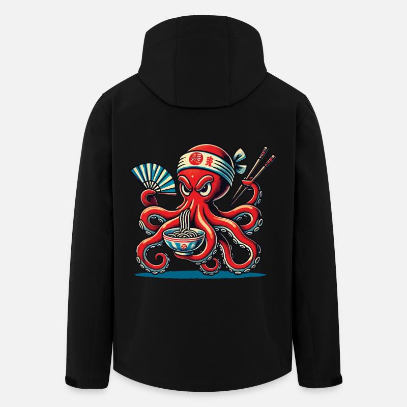 Octopus Loves Japan Ramen - Men’s Recycled Softshell Jacket by Stanley/Stella - black