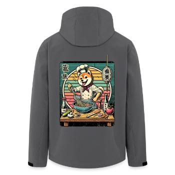Shiba Dog Ramen Chef Kanji Font Retro - Men’s Recycled Softshell Jacket by Stanley/Stella - black - Back - AI Model Male 185 light (185cm)