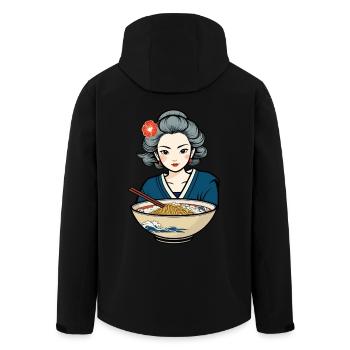 Japanisches Ukiyo-E Retro Ramen Ästhetik Nudeln - Recycelte Männer Softshell-Jacke von Stanley/Stella - Schwarz - Hinten - AI Model Male 185 light (185cm)