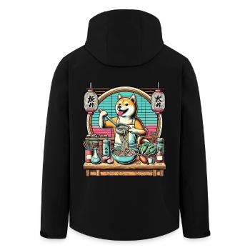 Shiba Hund Ramen Chefkoch Kawaii Retro Stil - Recycelte Männer Softshell-Jacke von Stanley/Stella - Schwarz - Hinten - AI Model Male 185 light (185cm)