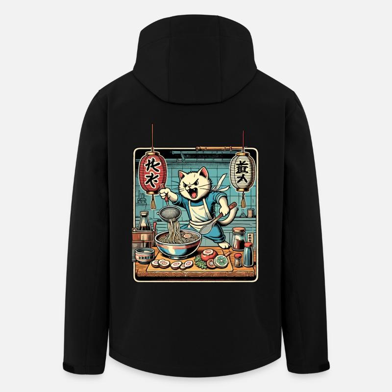 Ramen Nudeln Katze Kawaii Retro Ukiyo-E - Recycelte Männer Softshell-Jacke von Stanley/Stella - Schwarz